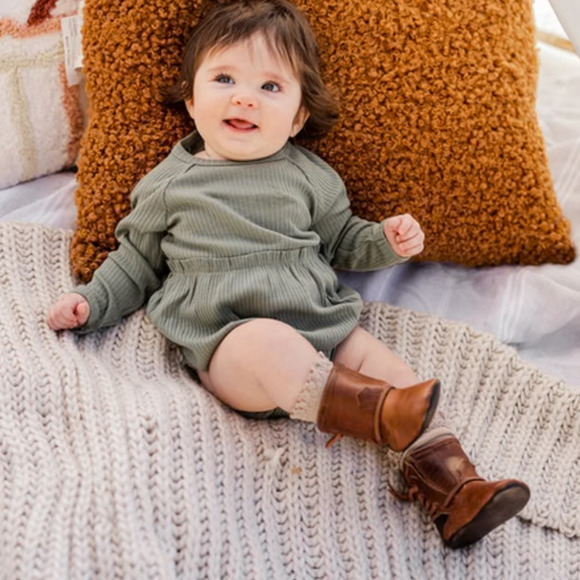 Freebird Baby Coal Leather Tall Western Boho Boots Size 3-6 Months in Brown NEW - Picture 10 of 10
